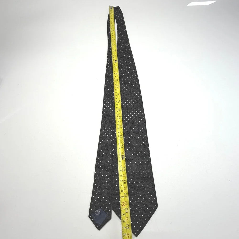 Daniel Cremieux Black Silk‎ Necktie White Micro Dot Textured Classic Width